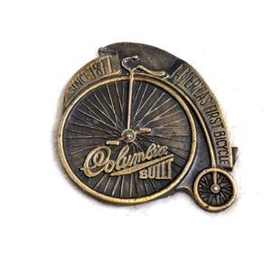Vintage 70's Columbia Built Bicycle Brass Belt Buckle